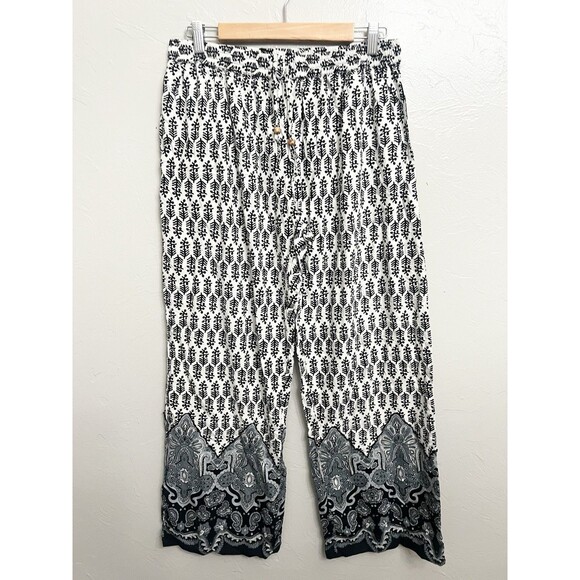 Exclusively For Signals Medium Pull-On Boho Pants Pockets Boho Black Wide Leg - Picture 1 of 6